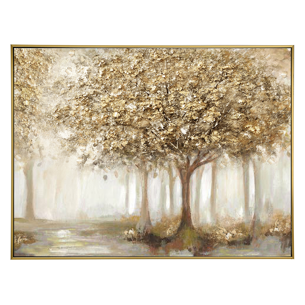 Gold Tree Oil Painting With Frame: (120x90x2.2)cm