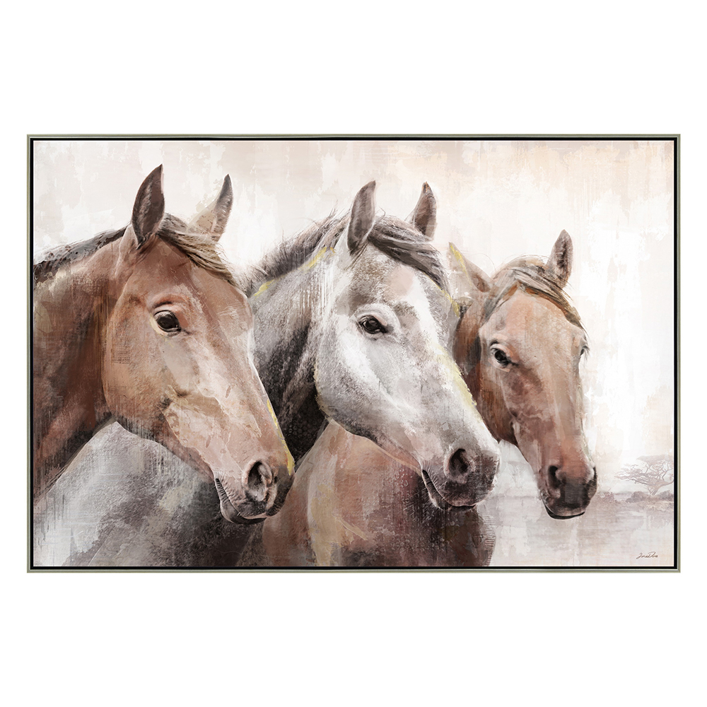 Horses Printed Painting With Frame: (120x80x2.2)cm