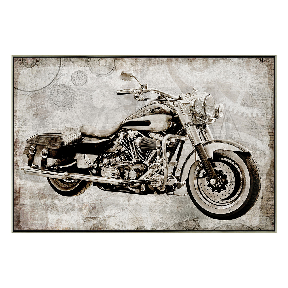 Vintage Motocycle Printed Painting With Frame: (120x80x2.2)cm