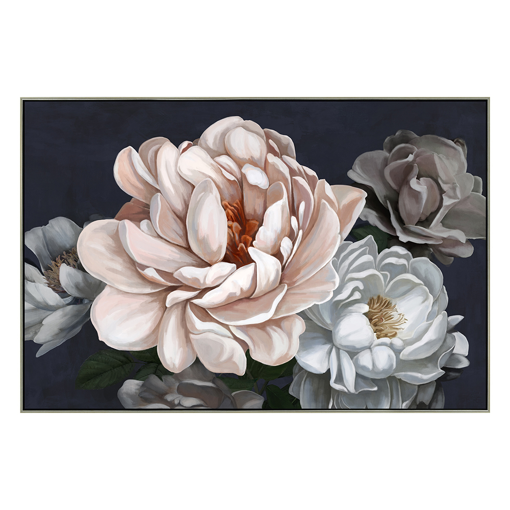 Peony Flower Printed Painting With Frame: (120x80x2.2)cm