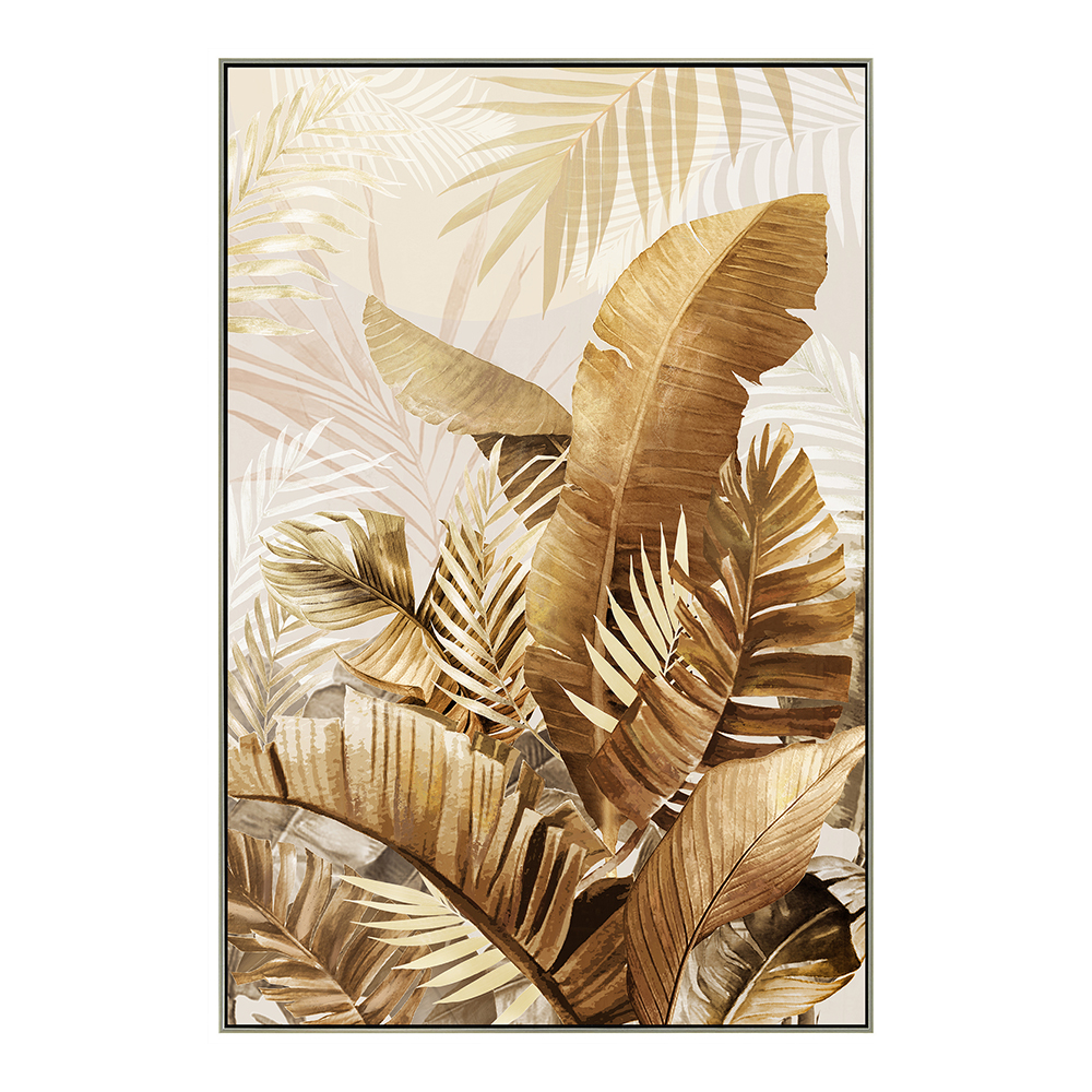 Leaves Printed Painting With Frame: (80x120x2.2)cm