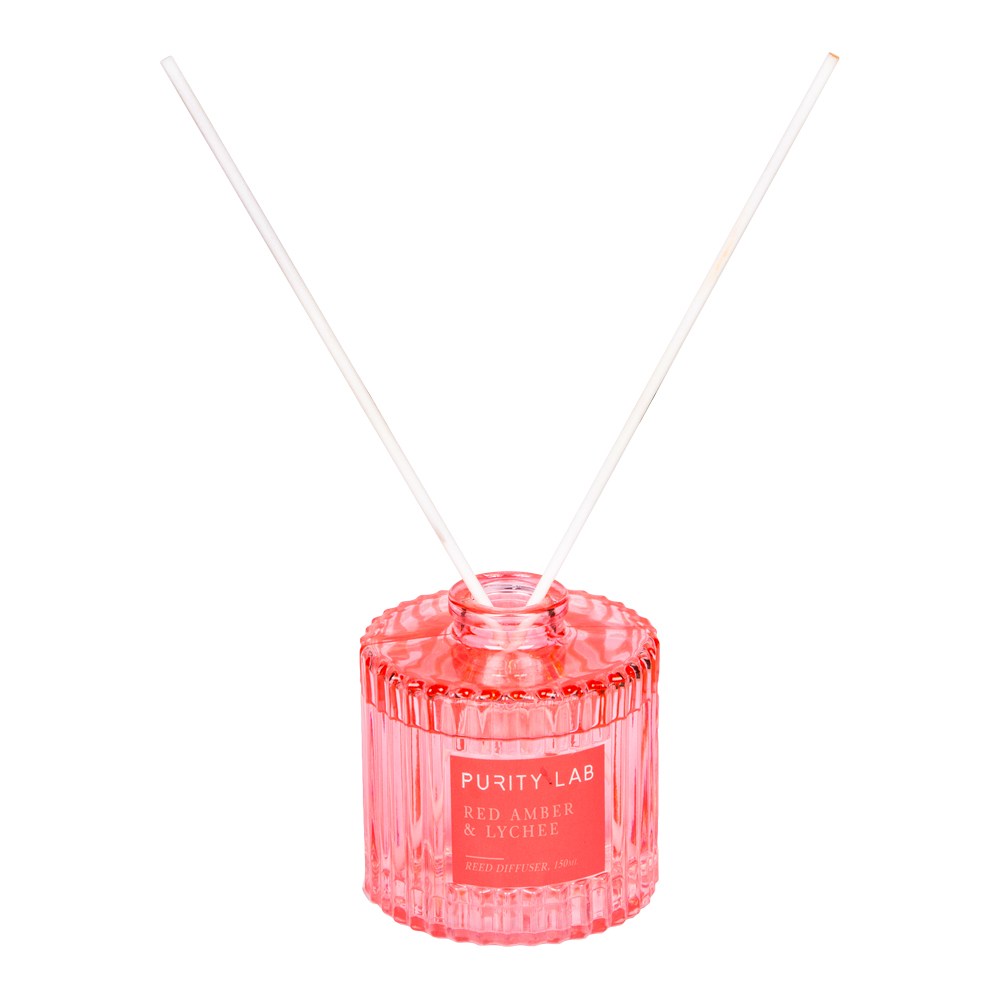 Textured Glass Scent Diffuser: 150ml, Red Amber/Lychee