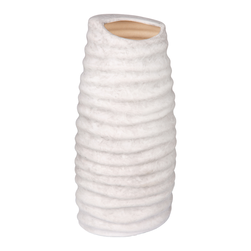 Ceramic Vase: (14x9x30)cm, Mixed White