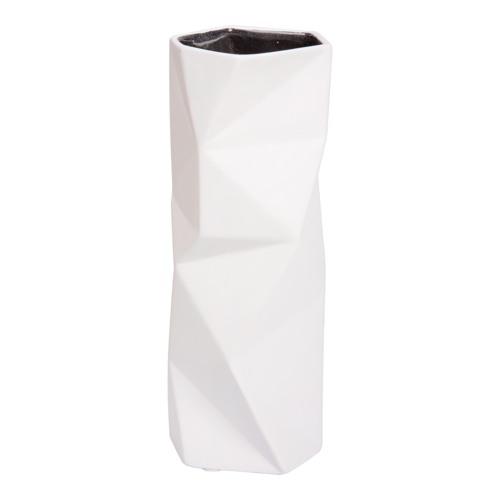Ceramic Vase; (9x9x26)cm, Matt White