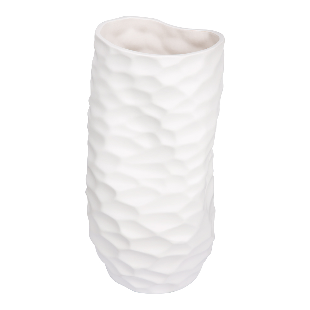Ceramic Vase; (17x17x32)cm, Matt White
