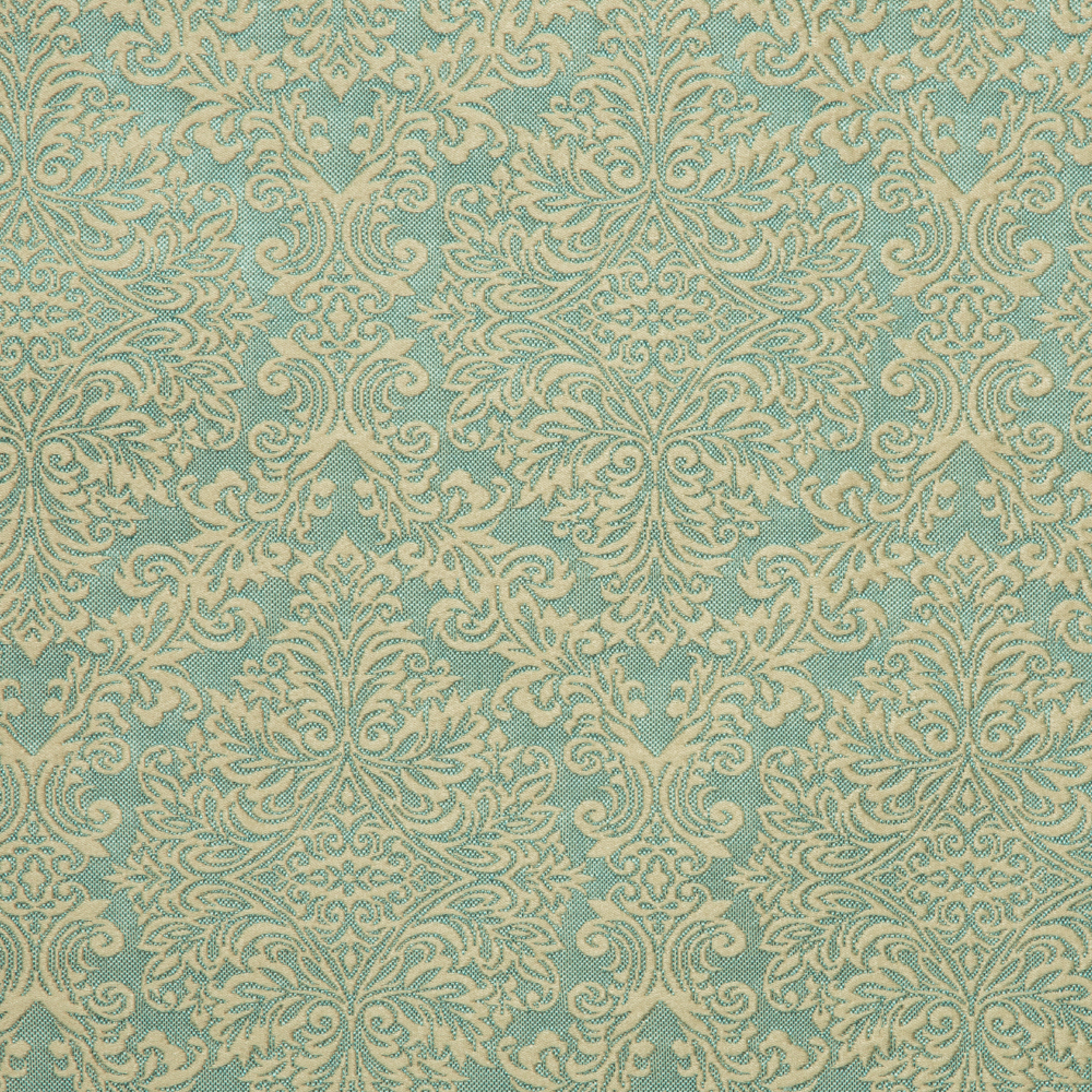 Laurena Dario Collection: Textured Damask Patterned Furnishing Fabric; 280cm, Mint/Ivory