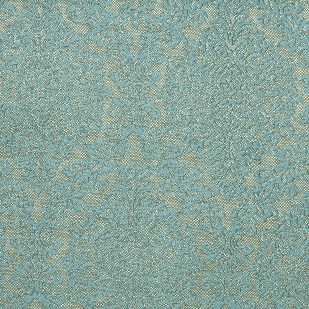 Laurena Dario Collection: Textured Damask Patterned Furnishing Fabric; 280cm, Aqua Blue