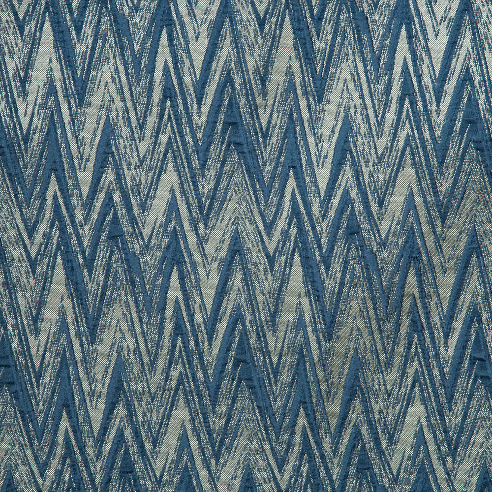 Laurena Dario Collection: Textured Distressed zigzag Patterned Furnishing Fabric; 280cm,Sea Blue