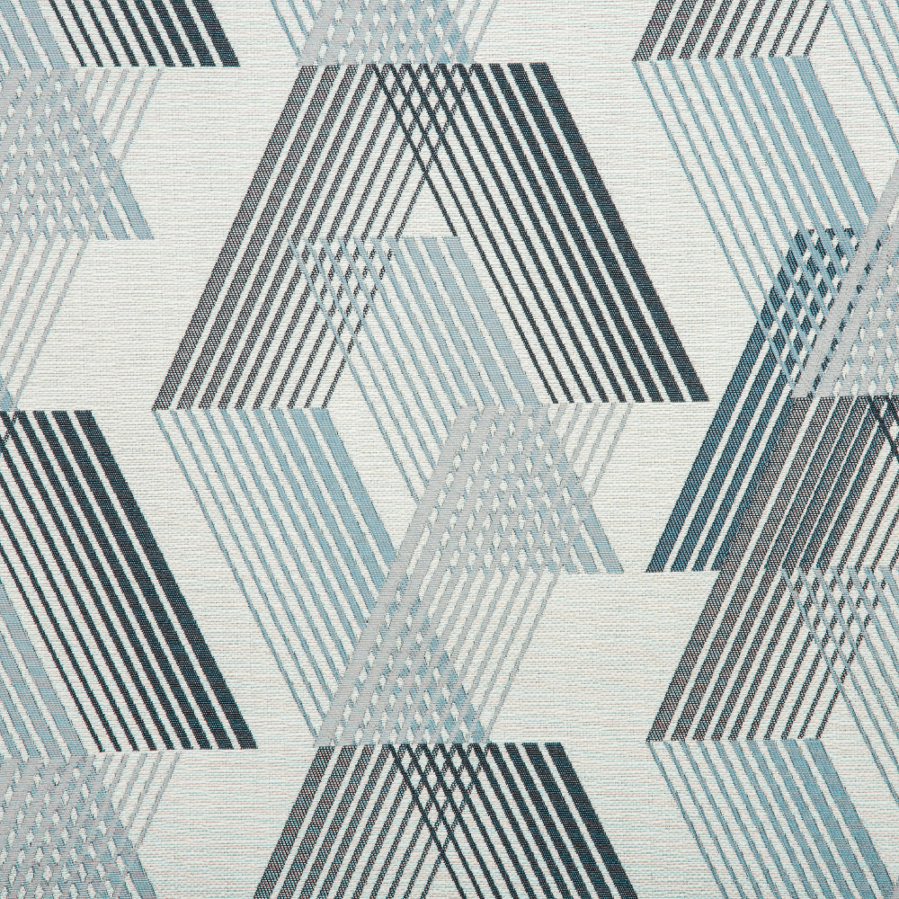 Samara Collection: Geometric Chevron Seamless Patterned Curtain Fabric, 280cm, Light Blue/Off White