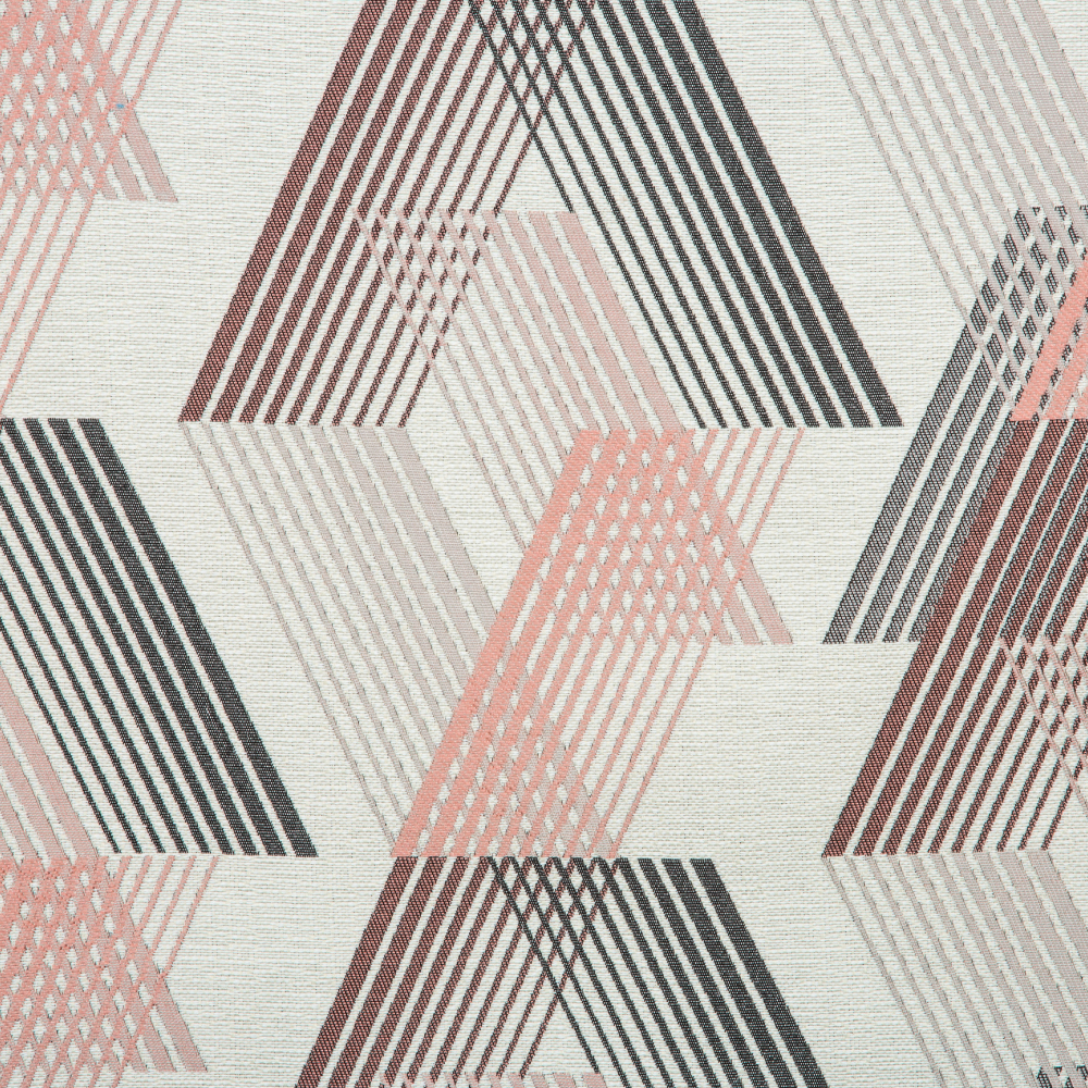 Samara Collection: Geometric Chevron Seamless Patterned Curtain Fabric, 280cm, Pink Melon/Off White