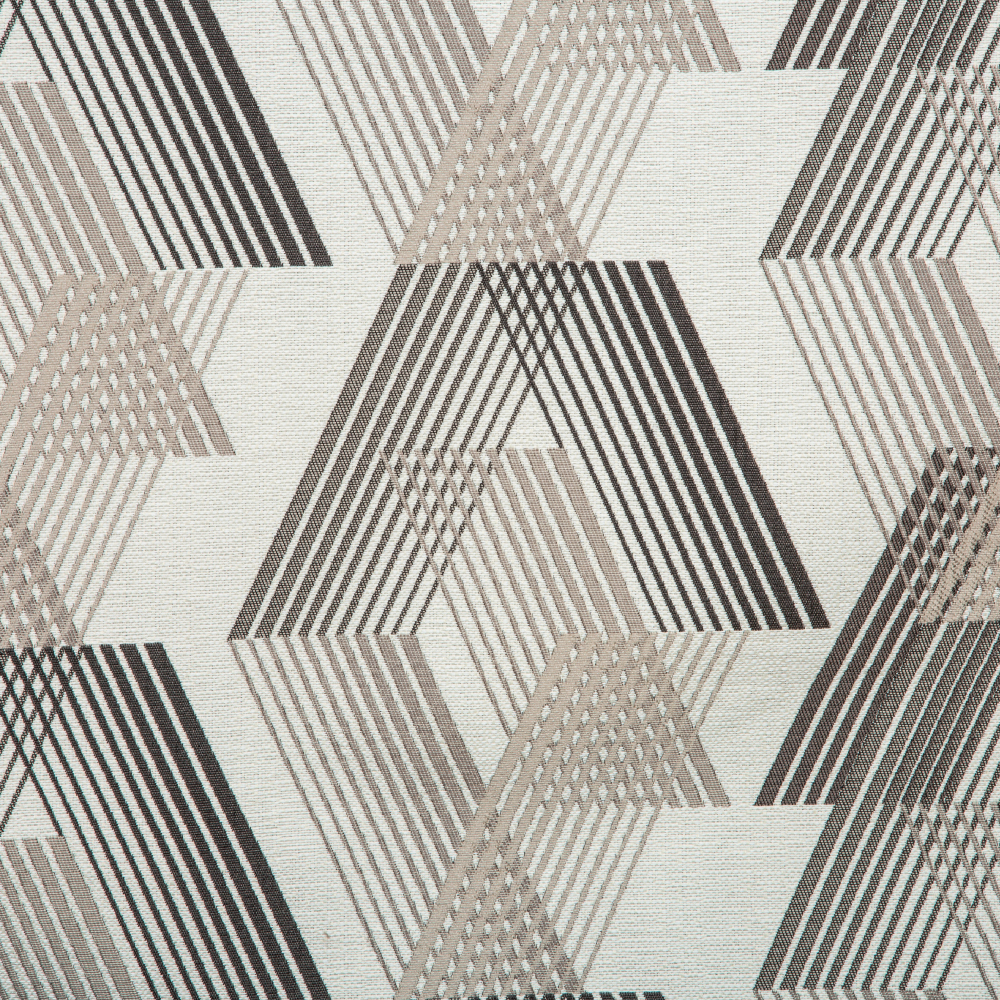 Samara Collection: Geometric Chevron Seamless Patterned Curtain Fabric, 280cm, Light Grey/Off White