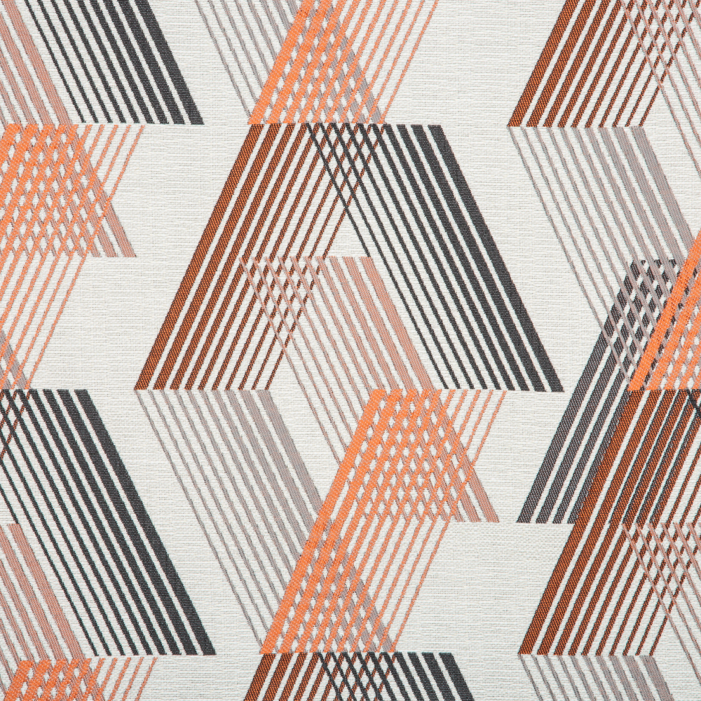 Samara Collection: Geometric Chevron Seamless Patterned Curtain Fabric, 280cm, Orange/Off White