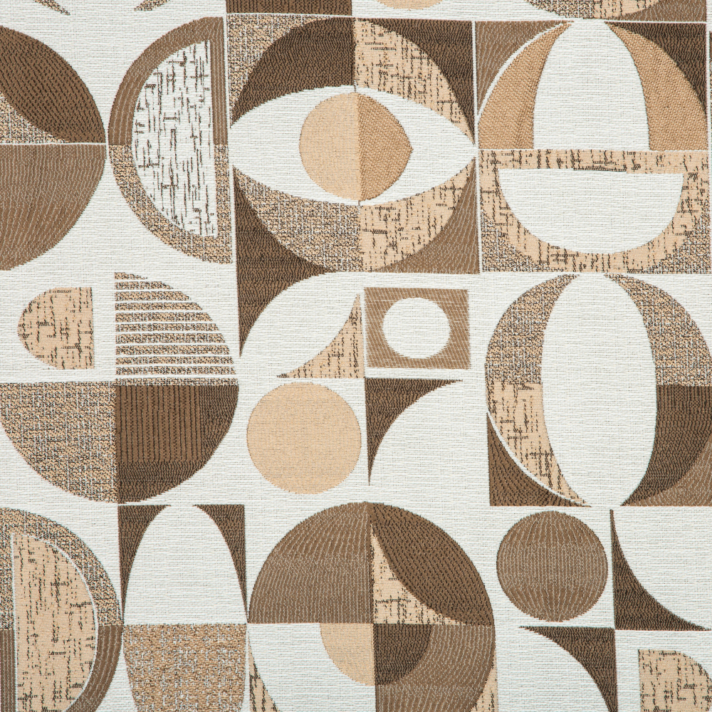 Samara Collection: Round Geometric Textured Patterned Curtain Fabric, 280cm, Ivory Cream/Off White