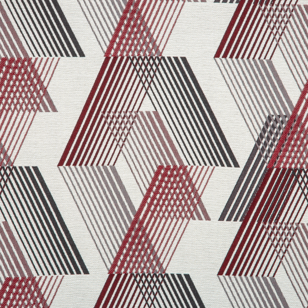 Samara Collection: Geometric Chevron Seamless Patterned Curtain Fabric, 280cm, Maroon Grey/Off White