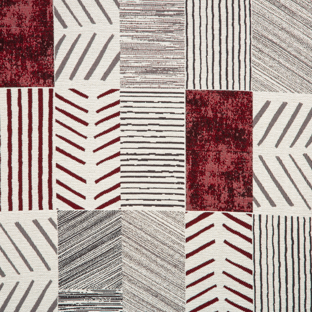 Samara Collection: Rectangles seamless vector patterned Curtain Fabric, 280cm, Maroon Grey/Off White