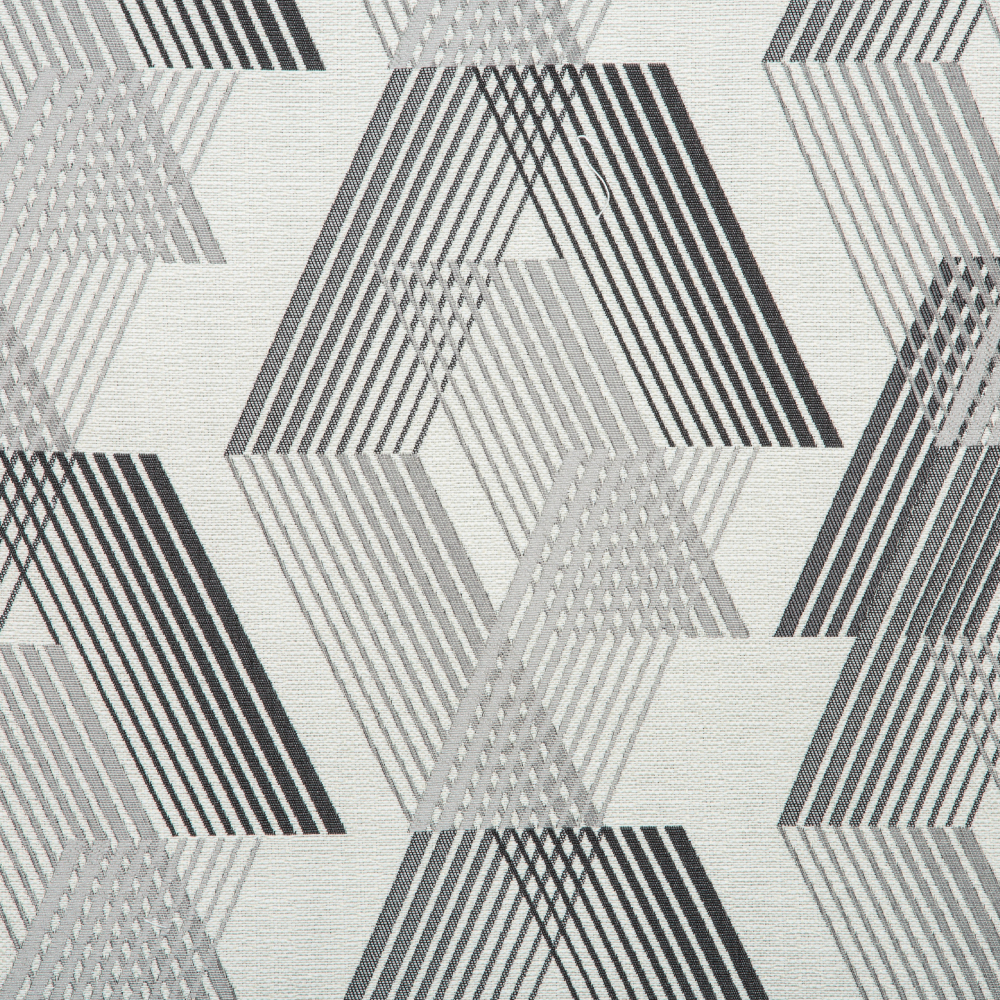 Samara Collection: Geometric Chevron Seamless Patterned Curtain Fabric, 280cm, Grey/Off White
