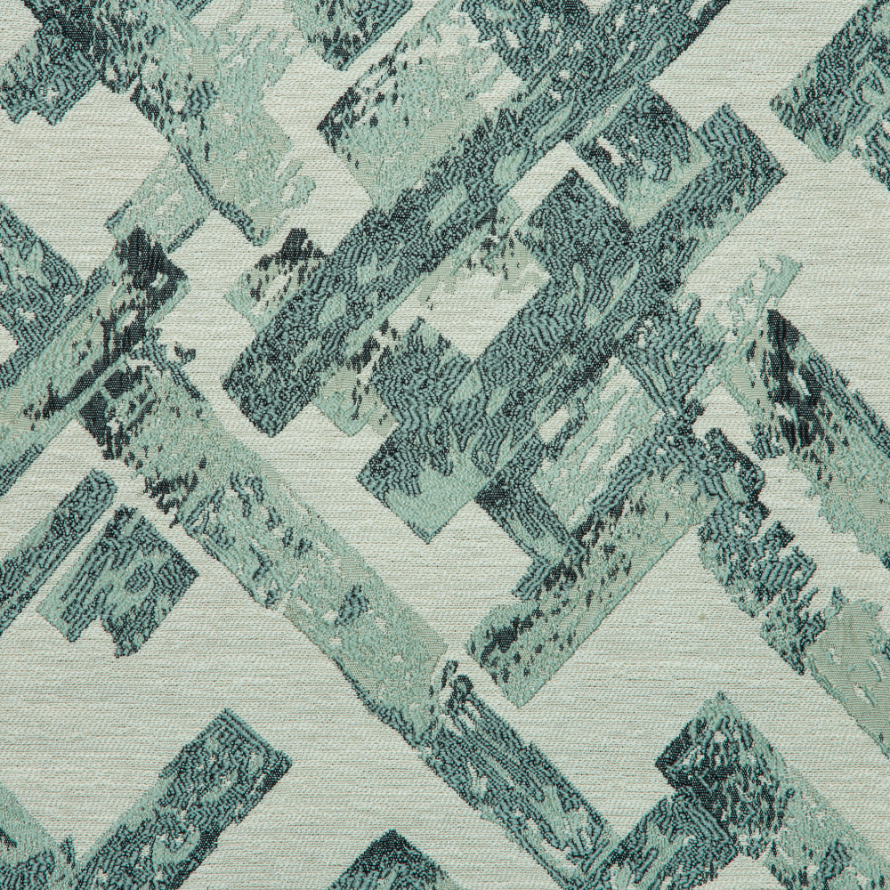 Vista Collection: Haining Textured Rectangular Shards Patterned Furnishing Fabric; 280cm, Sky Blue/White