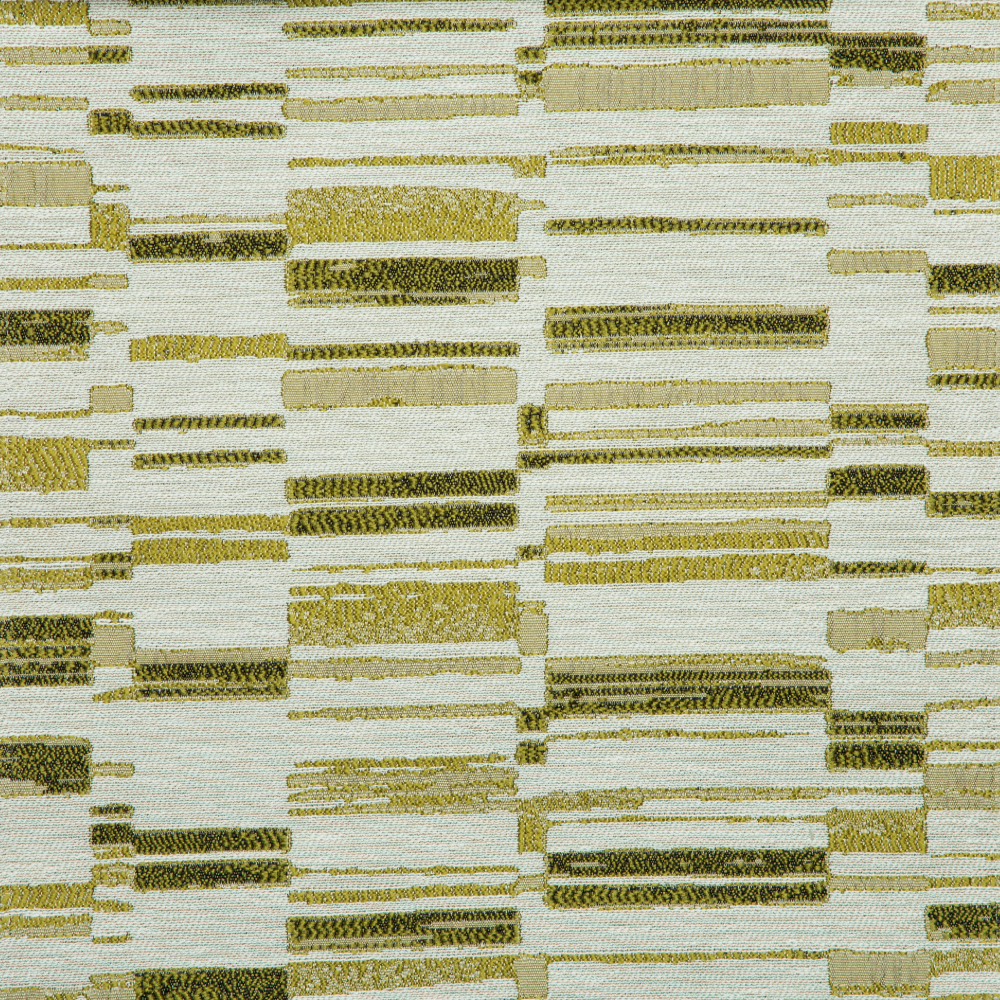 Vista Collection: Haining Textured Asymmetrical Striped Patterned Furnishing Fabric; 280cm, Lime Green/White