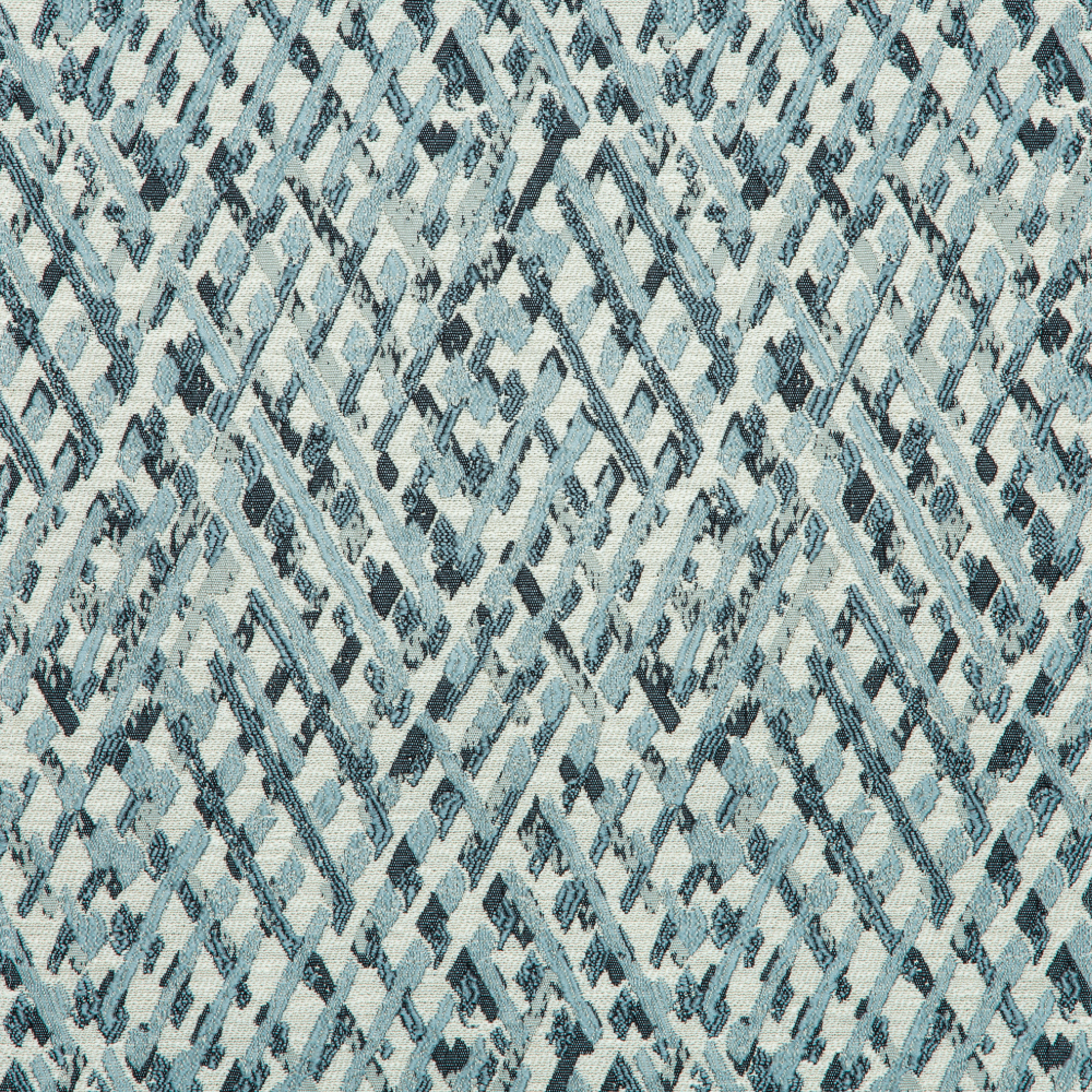 Vista Collection: Haining Textured Diamond Shaped Patterned Furnishing Fabric; 280cm, Light Blue/White