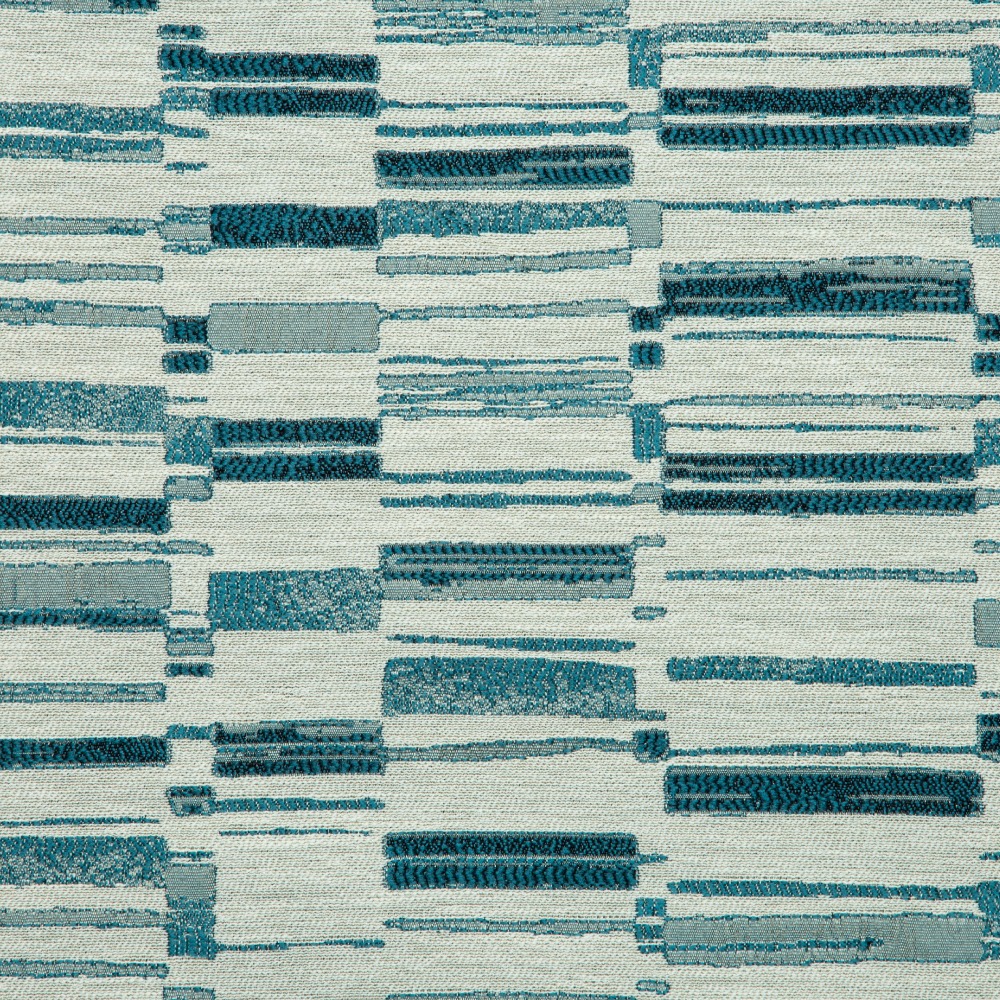 Vista Collection: Haining Textured Asymmetrical Striped Patterned Furnishing Fabric; 280cm, Turquoise/White