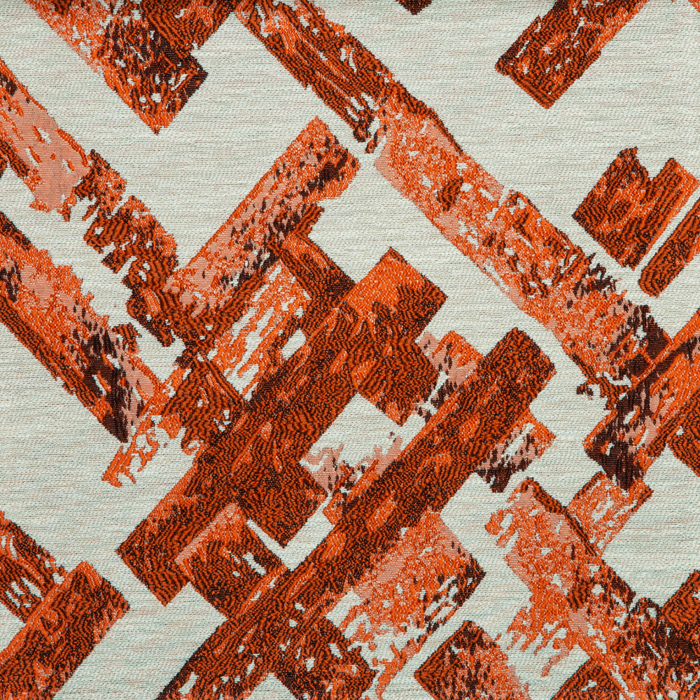 Vista Collection: Haining Textured Rectangular Shards Patterned Furnishing Fabric; 280cm, Orange/White