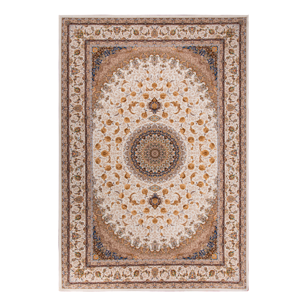 Farrahi: Hasht Behesht Central Round 
 Flower Medallion Carpet Rug, (200x300)cm, Brown