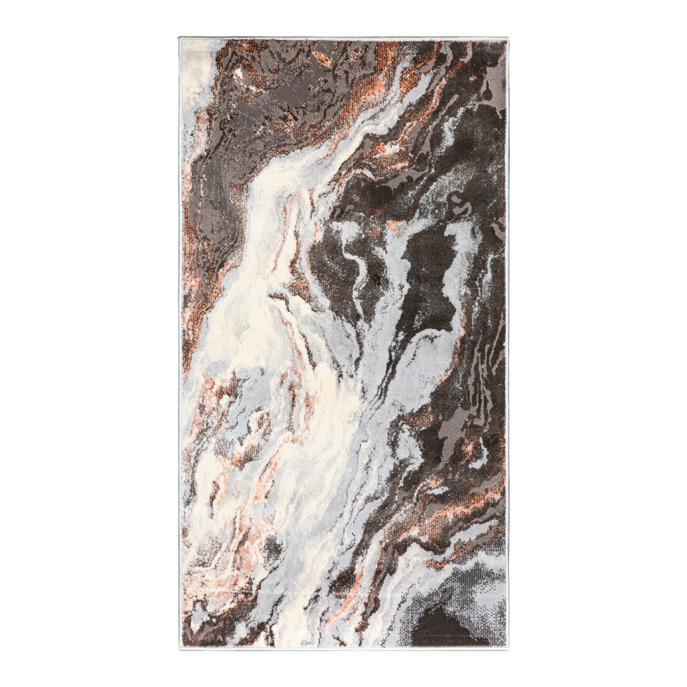 Grand: Almira Modern Abstract Pattern Carpet  Rug, (80x150)cm, Light Orange/Grey