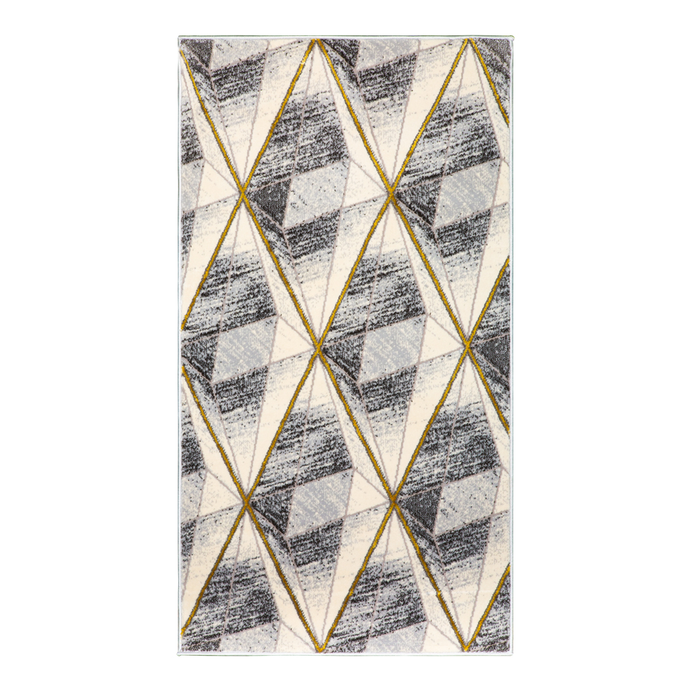 Grand: Almira Diamond Pattern Carpet  Rug, (80x150)cm, Gold/Grey