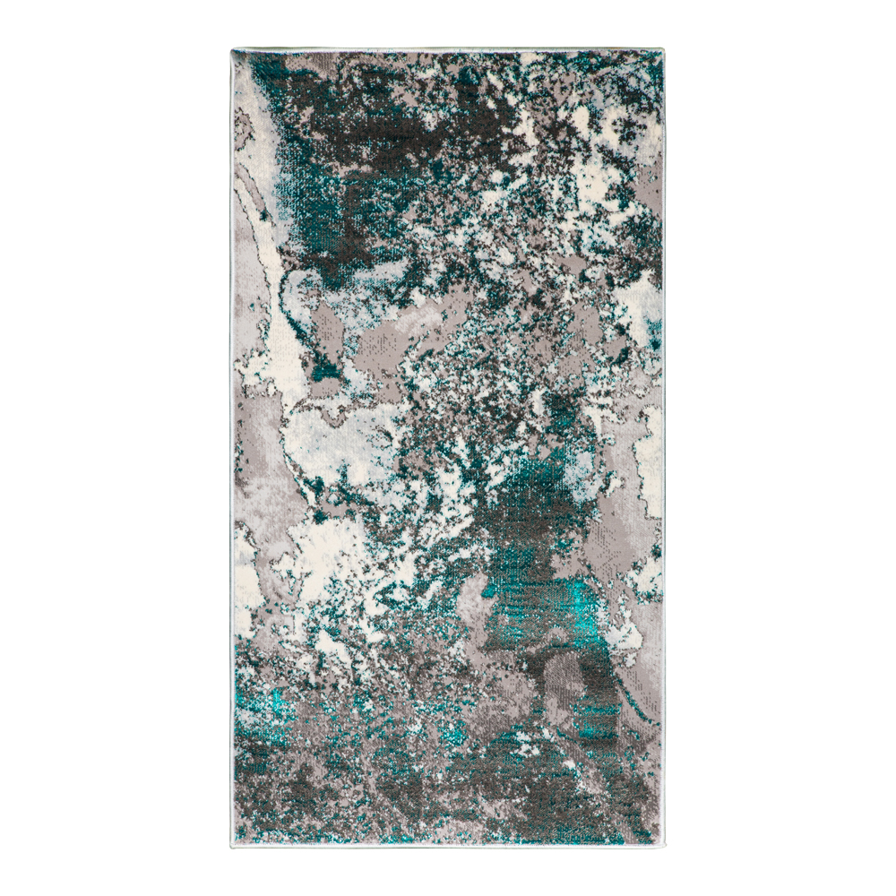Grand: Almira Distressed Abstract pattern Carpet  Rug, (80x150)cm, Turquoise/Grey