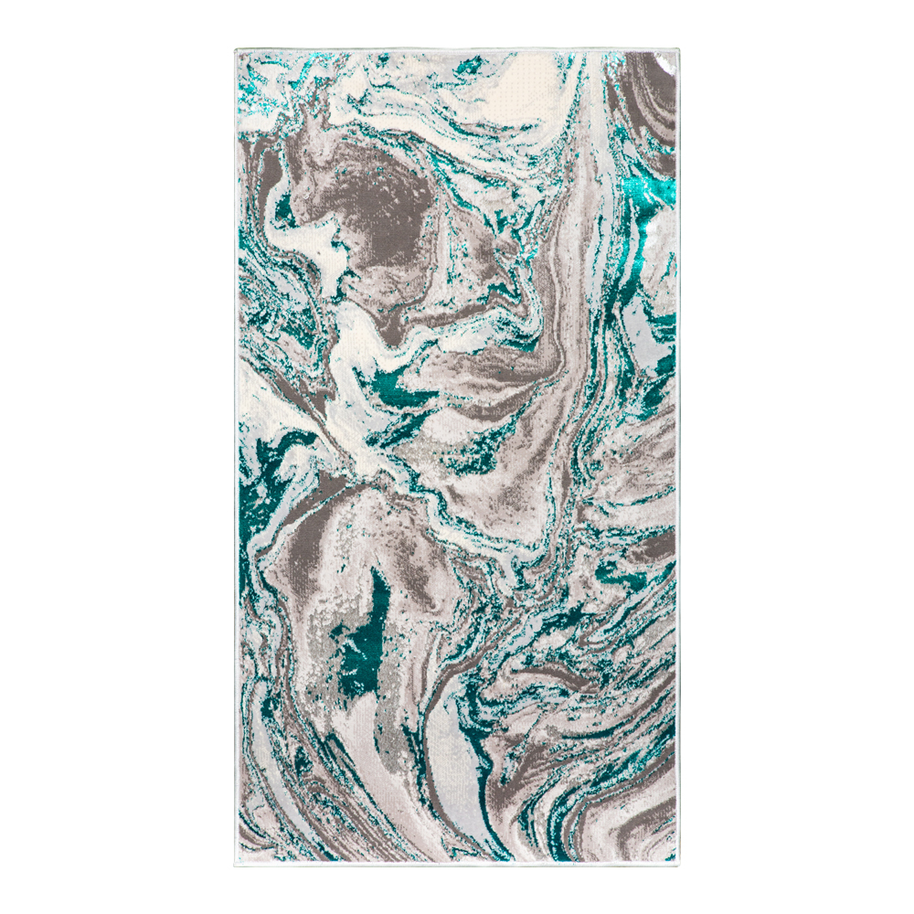 Grand: Almira Distressed Abstract pattern Carpet  Rug, (160x230)cm, Turquoise/Grey