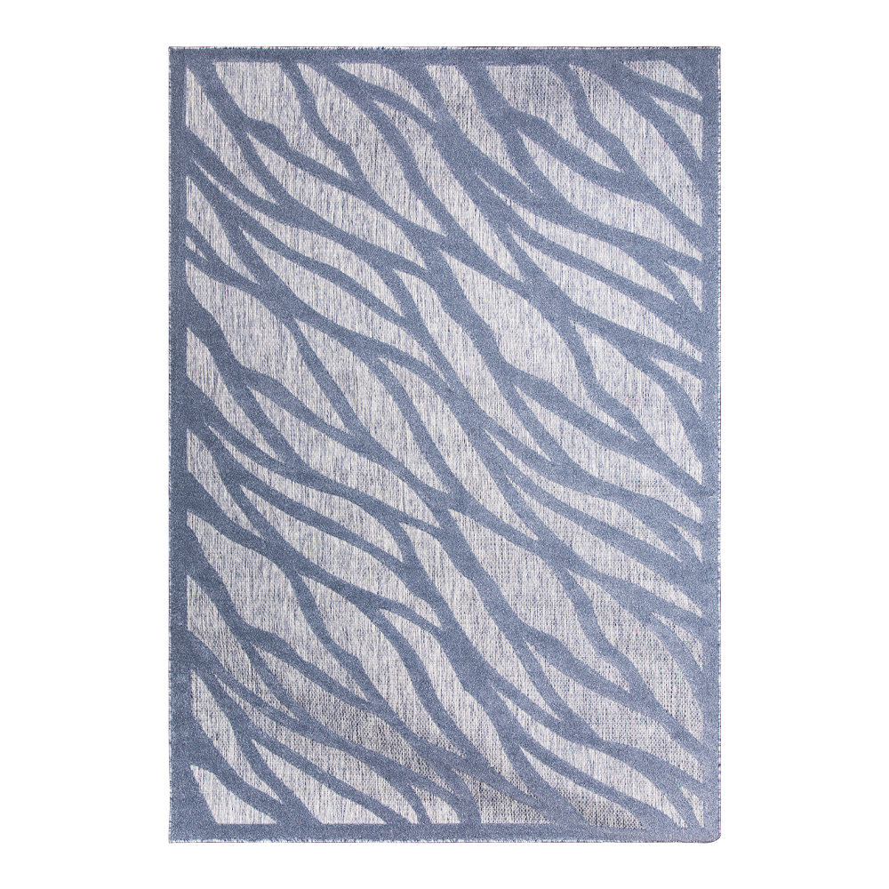 Grand: Newport Wavy Pattern Carpet Rug, (80x150)cm, Navy Blue/Grey