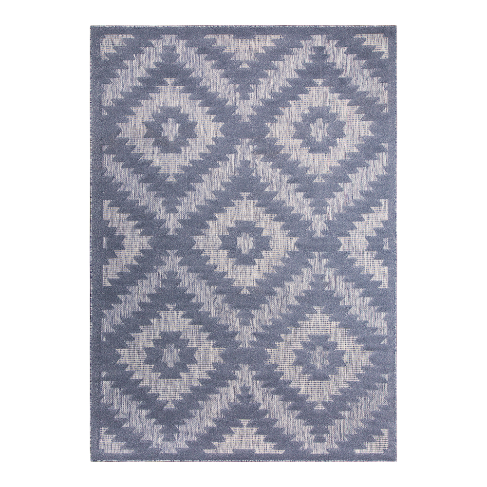 Grand: Newport Trellis Pattern Carpet Rug, (80x150)cm, Navy Blue/Grey