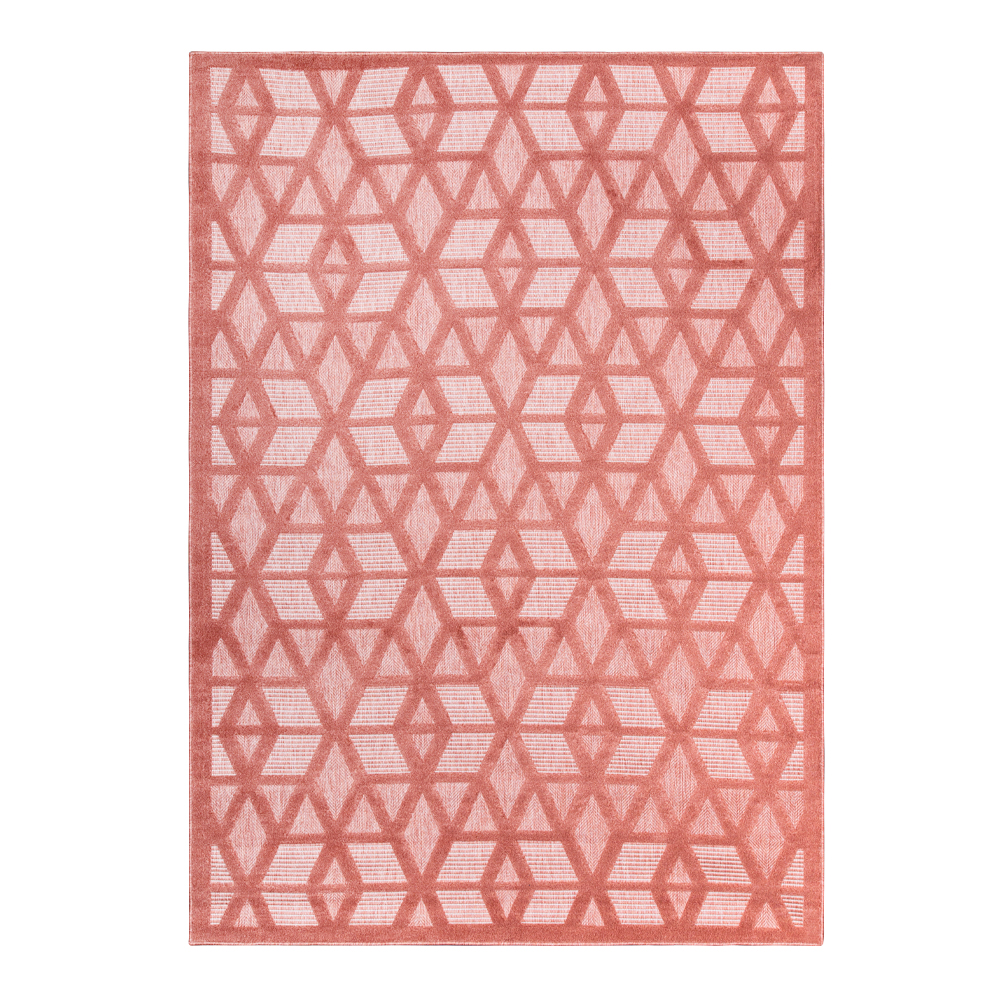 Grand: Newport Geometric Hexagonal Pattern Carpet Rug, (80x150)cm, Orange/Grey