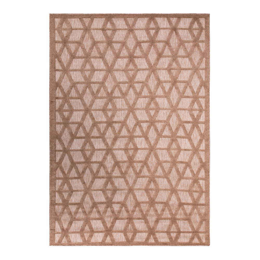 Grand: Newport Geometric Hexagonal Pattern Carpet Rug, (80x150)cm, Brown