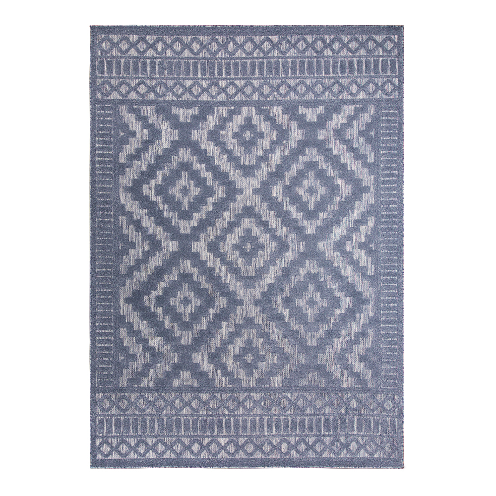 Grand: Newport Trellis Pattern Carpet Rug, (160x230)cm, Navy Blue/Grey
