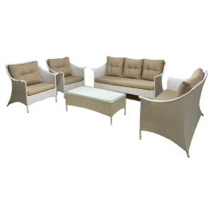 Garden Furniture Set: 7-Seater Sofa Set (3+2+1+1) + 1 Coffee Table-Glass Top (110x50x40)cm
