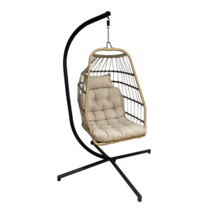 Garden Swing Basket With Cushion; (80x62x108)cm, Natural