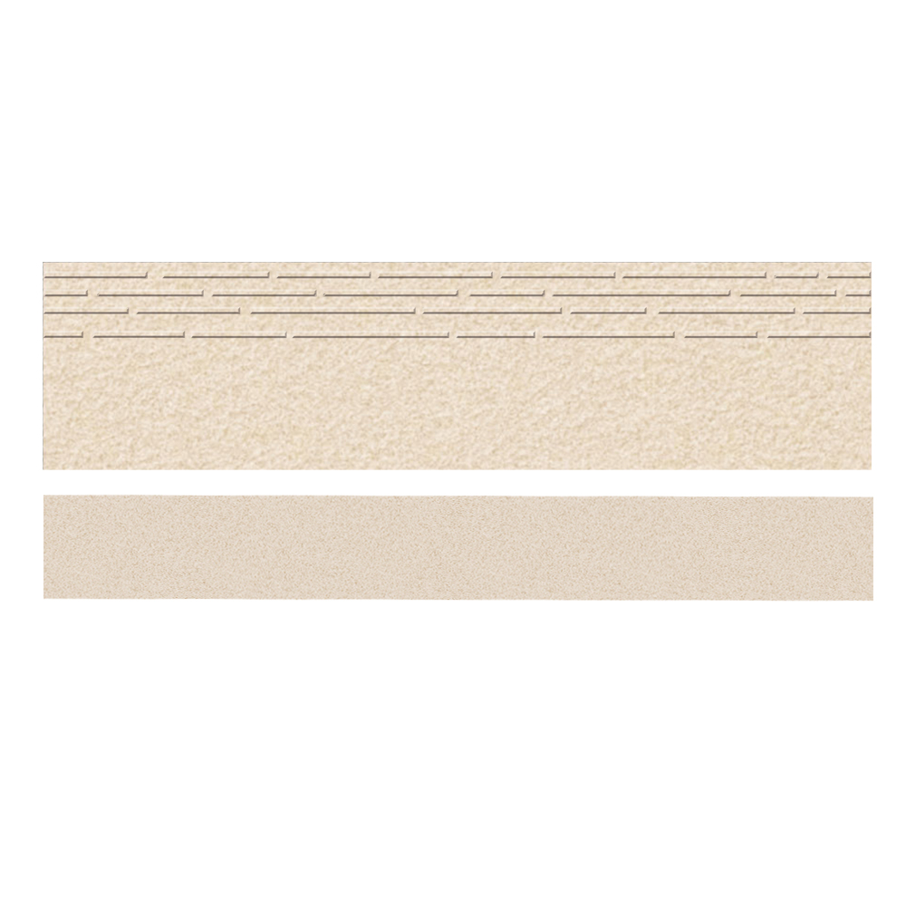 Dense Crema Matt Porcelain Step Tile; (30.0x120.0)cm + Riser Tile; (20.0x120.0)cm
