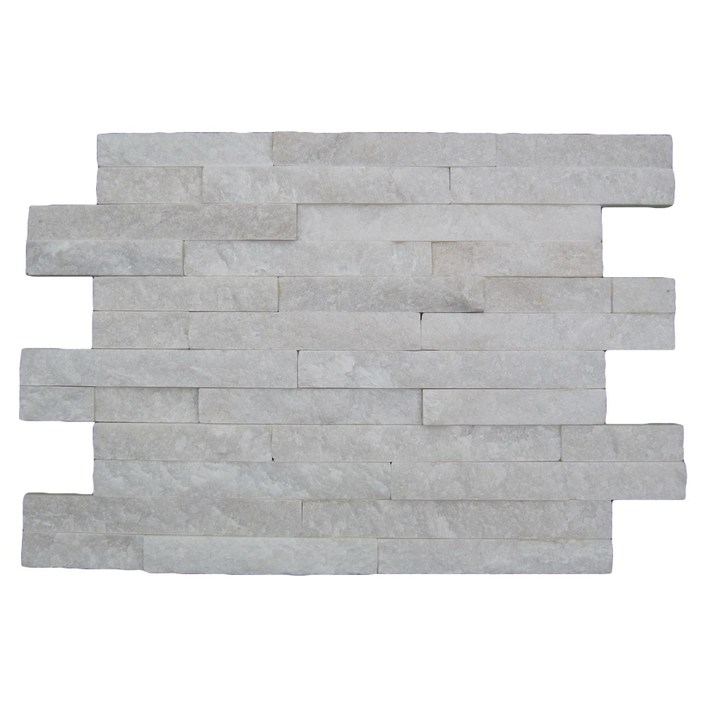 MS014B White: (MP1308-2) Stone Mosaic; (10.0x40.0)cm