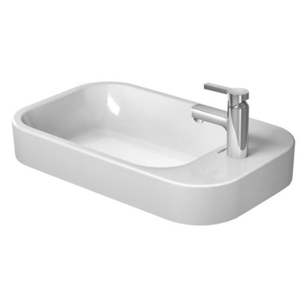 Happy D.2: Over Counter Basin With OverFlow & Tap Platform; 65cm, White