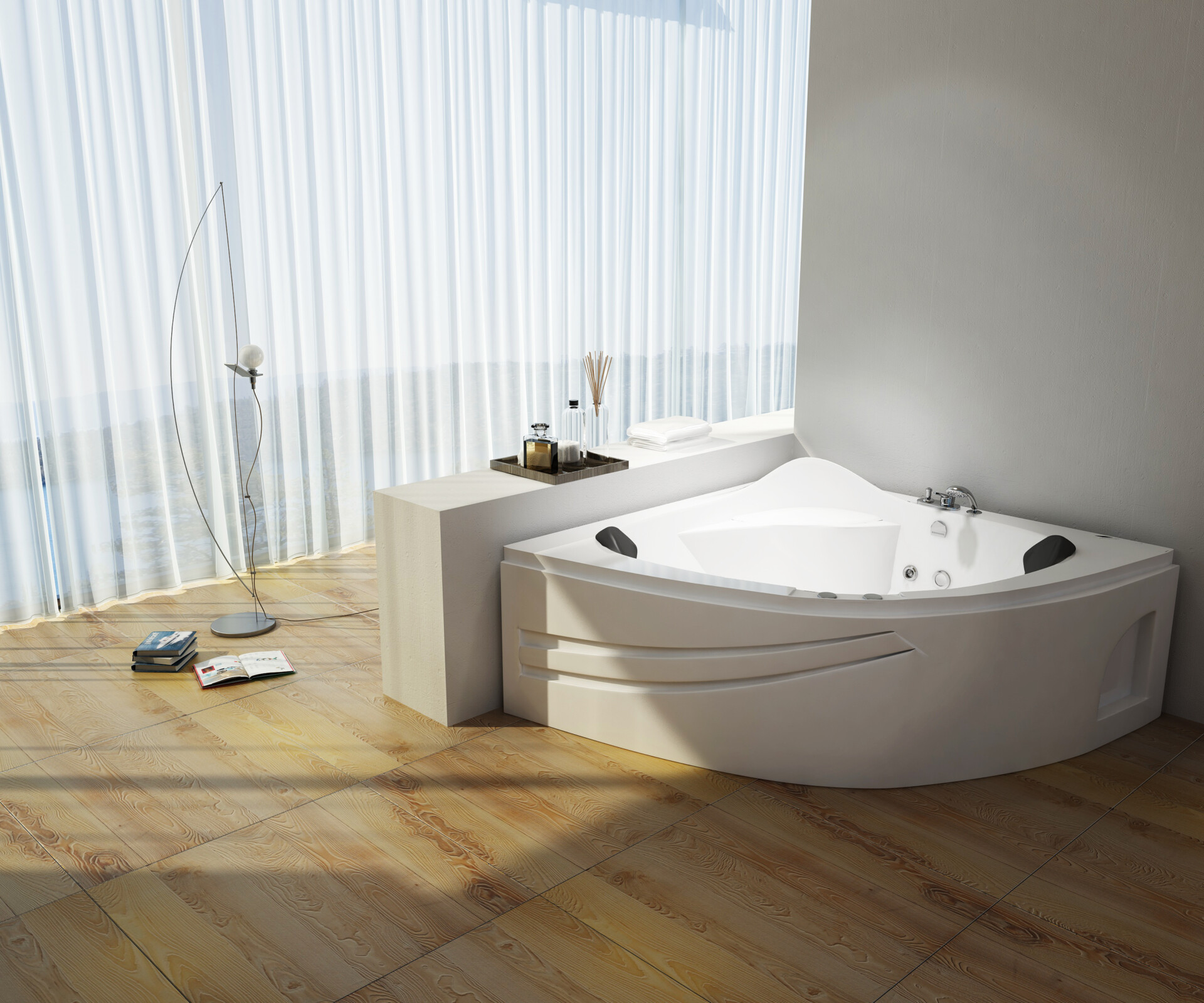 Massage BathTub; (130x130x65)cm, White