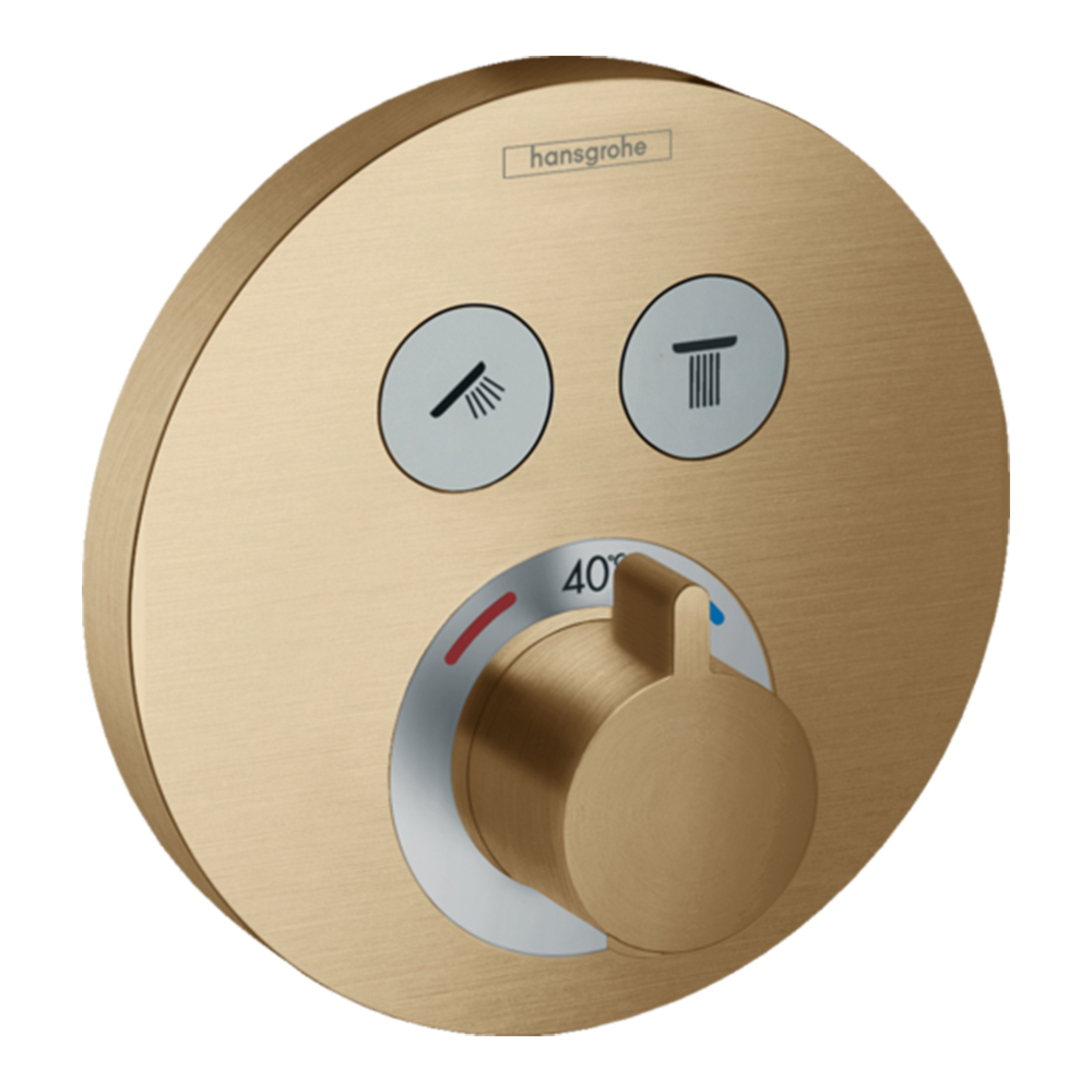 Shower Select S: Finish Set For Concealed Thermostatic Mixer, 2 Outlets; Brushed Bronze