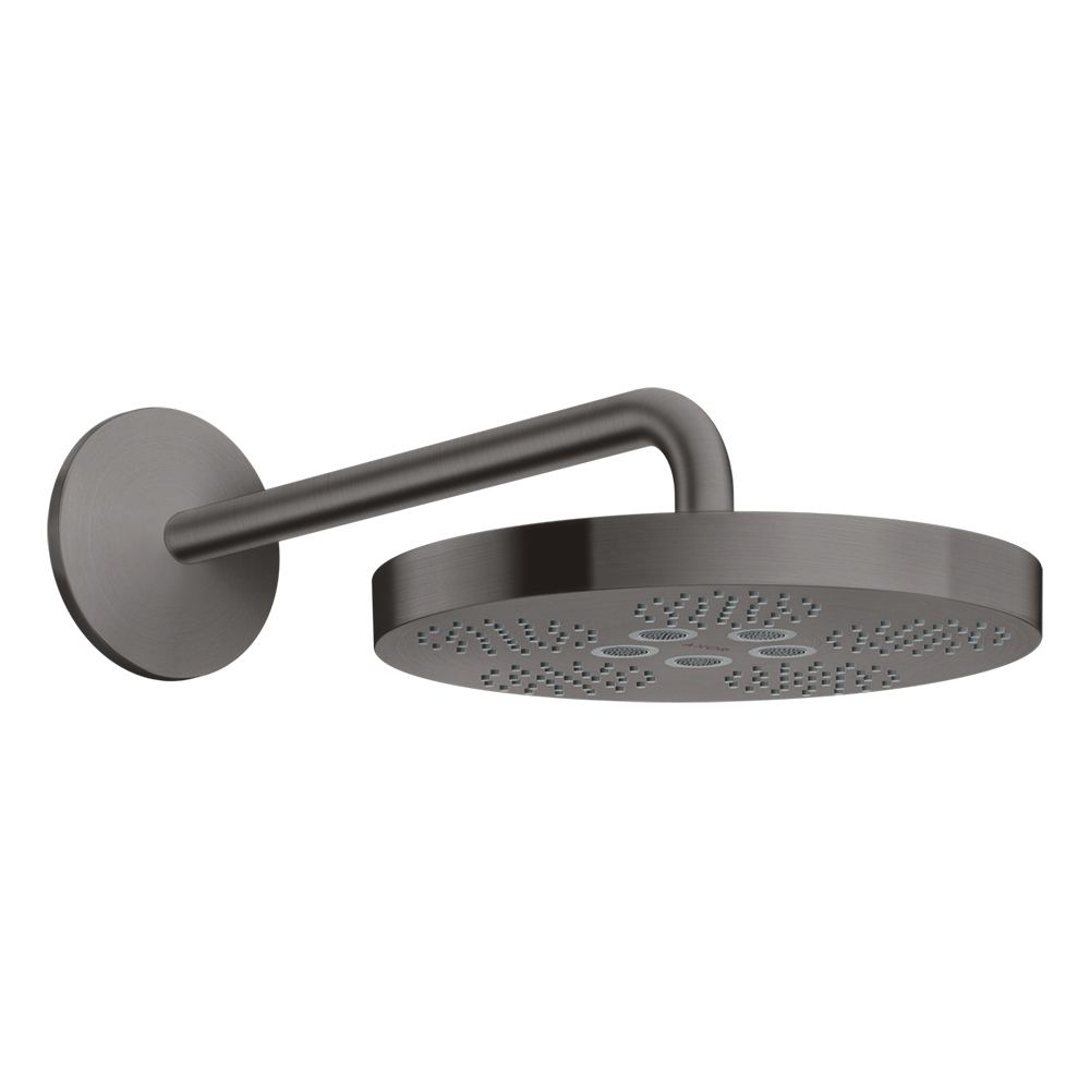 Axor One: Overhead Shower With Shower Arm; 1-Jet, 280mm Brushed Black Chrome