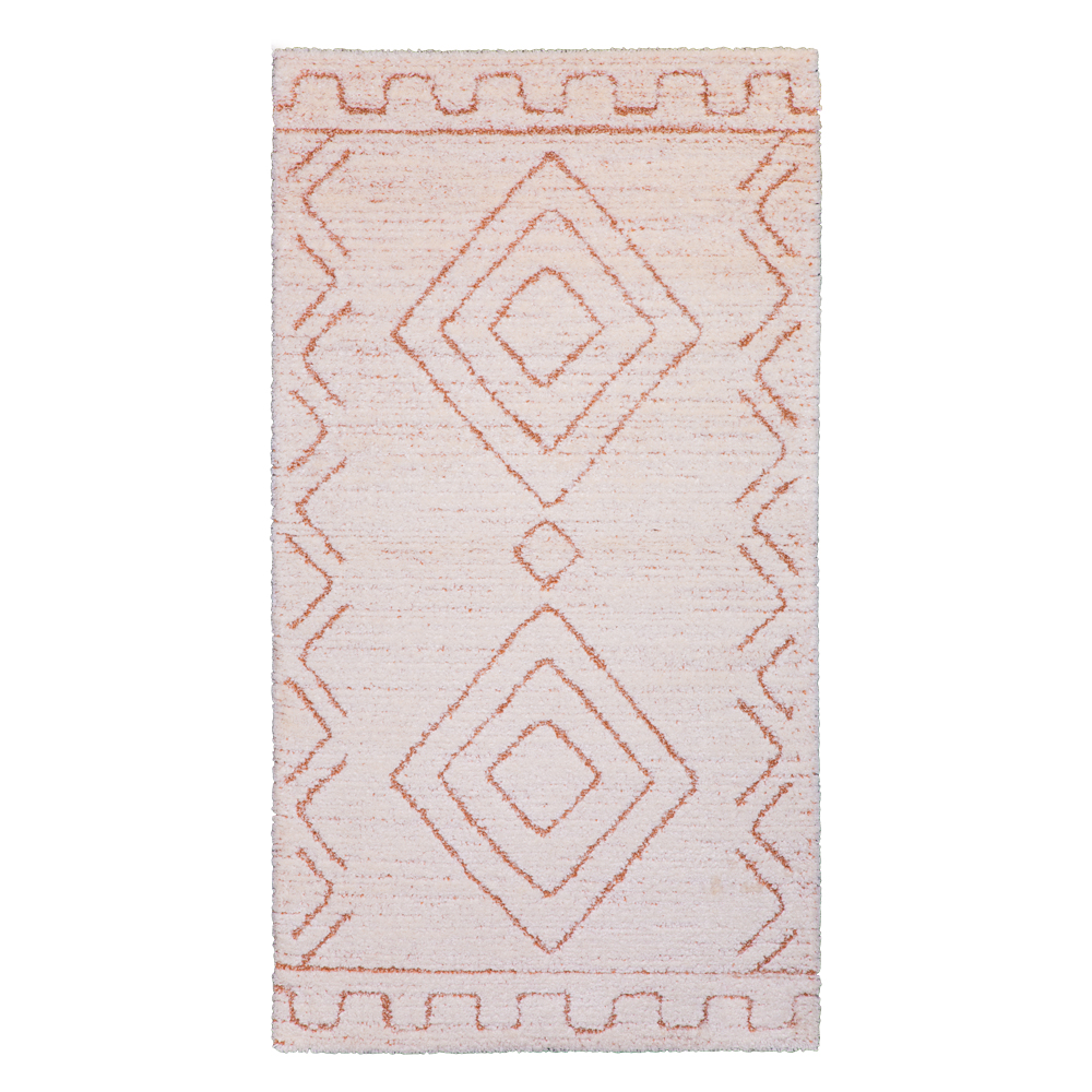 Balta: Cocoon Tribal Diamond Pattern Carpet Rug; (80x150)cm, Orange/Cream