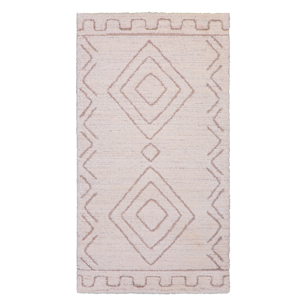 Balta: Cocoon Tribal Diamond Pattern Carpet Rug; (80x150)cm, Brown/Cream