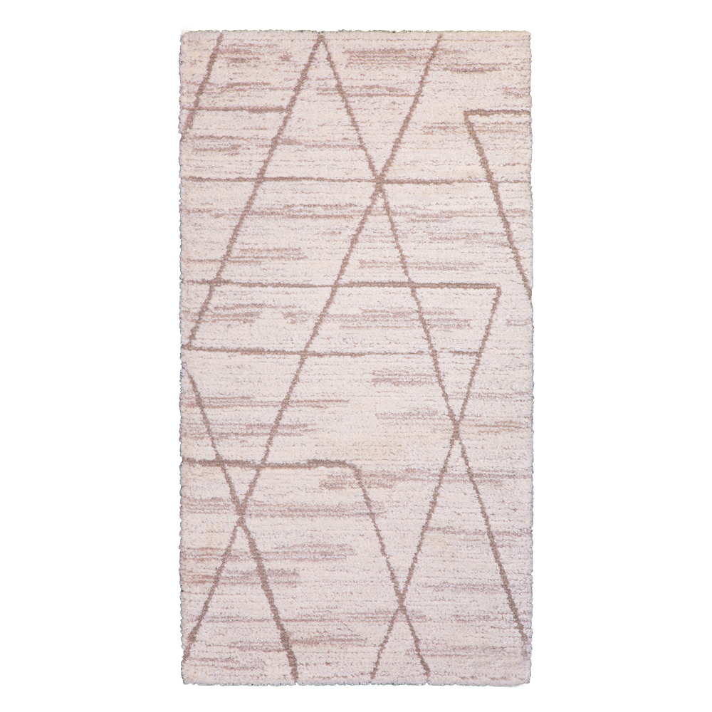 Balta: Cocoon Abstract lines Pattern Carpet Rug; (80x150)cm, Brown/Cream