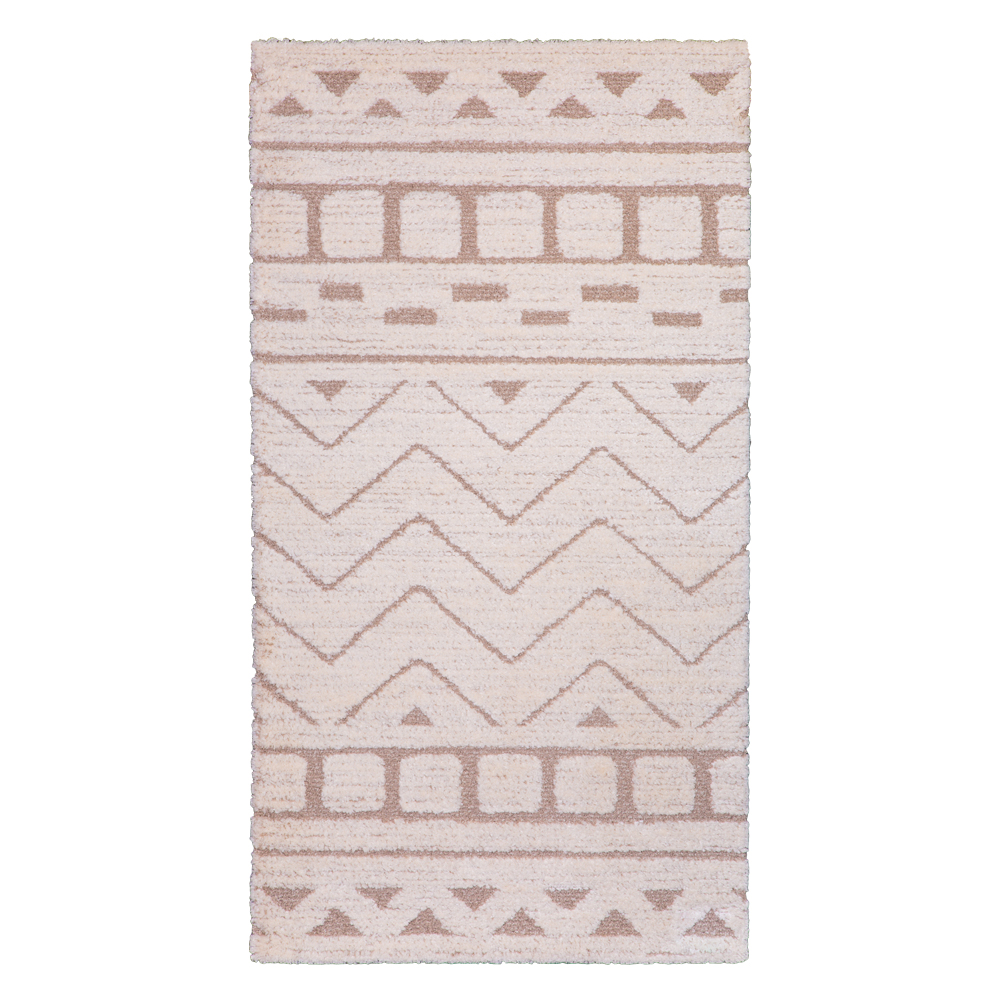 Balta: Cocoon Boho Geometric Pattern Carpet Rug; (80x150)cm, Brown/Cream