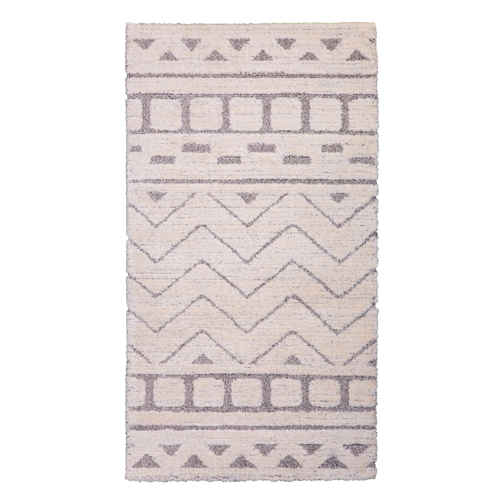 Balta: Cocoon Boho Geometric Pattern Carpet Rug; (80x150)cm, Grey/Cream