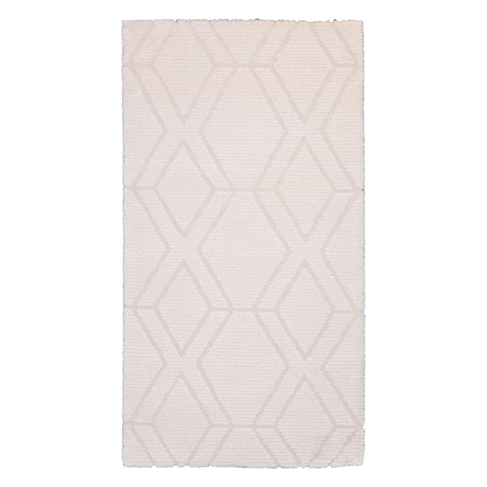 Balta: Cocoon Modern Diamond Trellis Carpet Rug; (80x150)cm, Cream