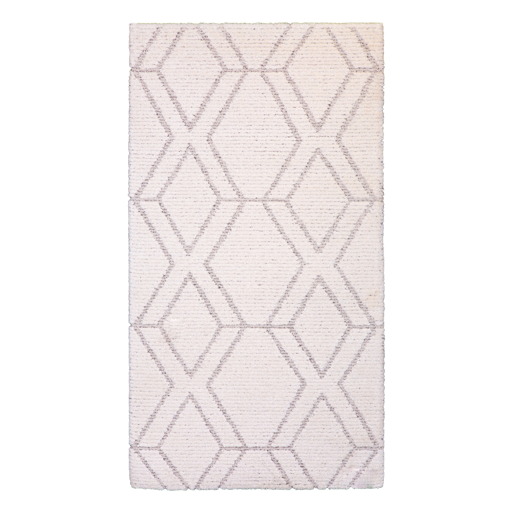 Balta: Cocoon Modern Diamond Trellis Carpet Rug; (80x150)cm, Grey/Cream